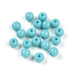 Opaque Solid Color Glass Beads, Round, Dark Turquoise, 4.5mm, Hole: 0.9~1mm(X1-GLAA-N007-4mm-A03)