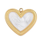 304 Stainless Steel Enamel Pendants, Heart Charms, Golden, 20.5x23x1.5mm, Hole: 1.6mm(STAS-F354-02A-G)