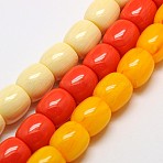 Imitation Amber Resin Drum Beads Strands for Buddhist Jewelry Making, Mixed Color, 12x12mm, Hole: 2mm, about 32pcs/strand, 15 inch(RESI-A009D-12mm)