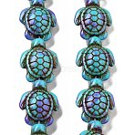 Synthetic Turquoise Dyed Beads Strands, Fuel Injection Effect, Sea Turtle, Mauve, 17~18x14~14.5x7mm, Hole: 1.6mm, about 21~22pcs/strand, 13.39''~14.17''(34~36cm)(X-G-P507-05M)