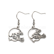 304 Stainless Steel Dangle Earrings, Hollow Helmet with Word Love, Stainless Steel Color, 39.5x18mm(EJEW-A023-02P)