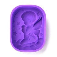 Cupid Angel Silicone Molds, Food Grade Molds, DIY Handmade Soap Making, Purple, 79x60x25.5mm, Inner Diameter: 76x57mm(X-DIY-I059-02)
