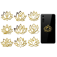 9Pcs Nickel Custom Self-adhesive Picture Stickers, Independence Day Metal Decals, Golden, July Lotus, 40x40mm(DIY-WH0450-258)