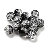 Transparent Spray Painting Crackle Glass Beads, Round, Black, 8mm, Hole: 1.6mm, 300pcs/bag(GLAA-L046-01B-19)