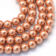 Baking Painted Pearlized Glass Pearl Round Bead Strands, Sandy Brown, 10~11mm, Hole: 1.5mm, about 80~85pcs/strand, 31.4 inch1.5mm(HY-Q003-10mm-50)