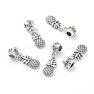 Tibetan Style Alloy European Dangle Charms, Large Hole Pendants, Cadmium Free & Lead Free, Pineapple, Antique Silver, 33mm, Hole: 4.2mm, Pineapple: 19x9x2.7mm(PALLOY-P224-19AS)