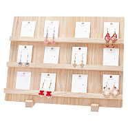3-Tier Rectangle Wooden Earring Display Card Stands, Tabletop Earring Display Card Organizer Holder, Navajo White, Finish Product: 14x40x28.5cm(EDIS-WH0029-78)