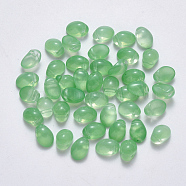 Spray Painted Imitation Jade Glass Charms, Oval, Light Green, 8.5x6x4.5mm, Hole: 1mm(GLAA-R211-05-J05)