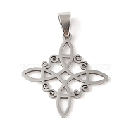 Hollow Out 201 Stainless Steel Pendants, Witches Knot Charm, Stainless Steel Color, 32.5x32x1.5mm, Hole: 4.5x8.5mm(STAS-G330-01B-P)