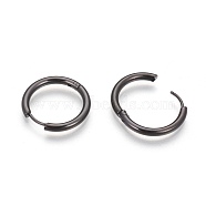 304 Stainless Steel Hoop Earrings, Manual Polishing Huggie Earrings, Gunmetal, 12 Gauge, 24x2mm, Pin: 0.8mm(±0.1mm), Inner Diameter: 20mm(EJEW-P177-B-12)