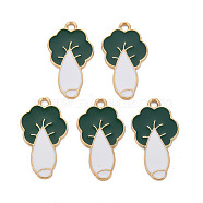 Alloy Enamel Pendants, Cadmium Free & Lead Free, Light Gold, Chinese Cabbage, Green, 26.5x15x1.5mm, Hole: 1.8mm(ENAM-T016-16-RS)