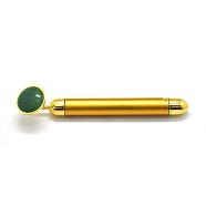 Natural Green Aventurine Electric Massage Sticks, Massage Wand (No Battery), Fit for AA Battery, with Zinc Alloy Finding, Massage Tools, with Box, 155x16mm(G-E515-13M)