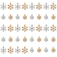 40Pcs 4 Style Alloy Pendants, with Crystal Rhinestone, Snowflake, Platinum & Light Gold, 16~22x13~17x3mm, Hole: 1.8~2mm, 10pcs/style(FIND-CA0006-76)