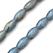 Electroplate Transparent Glass Beads Strands, Oval, Pearl Luster Plated, Faceted, Mixed Color, 10x6mm, Hole: 1.2mm, about 39pcs/strand, 15.94''(40.5cm)(EGLA-M032-02A-PL)