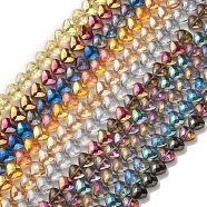 Transparent Electroplate Glass Bead Strands, Mixed Style, Heart, Mixed Color, 12x13x7mm, Hole: 1mm, about 55pcs/strand, 25.51''(64.8cm)(EGLA-P050-M)
