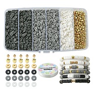 DIY Bracelets Jewelry Making Kit, Including Polymer Clay & CCB Plastic Spacer Beads, Elastic Crystal Thread, Mixed Color, 4~6x0.8~4mm, Hole: 1.2~2mm(DIY-YW0009-06)