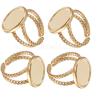8Pcs 304 Stainless Steel Open Cuff Ring Settings, Oval, Real 18K Gold Plated, US Size 7(17.3mm), Tray: 16x12mm(RJEW-BBC0001-01)