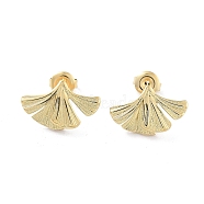 Ion Plating(IP) 304 Stainless Steel Stud Earrings, Leaf, Real 14K Gold Plated, 12x18.5mm(EJEW-P258-14G)