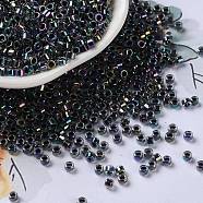 Glass Seed Beads, Opaque Colours Rainbow, Cylinder, Black, 2.5x2mm, Hole: 1.4mm(X-SEED-S042-13A-19)