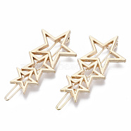 Alloy Hollow Geometric Hair Pin, Ponytail Holder Statement, Hair Accessories for Women, Cadmium Free & Lead Free, Star, Golden, 48x27mm, Clip: 58mm long(PHAR-N005-006G)