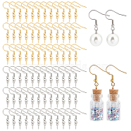 80Pcs 2 Colors 304 Stainless Steel Earring Hooks, French Hooks with Coil and Ball, Ear Wire with Pinch Bails, Real Gold Plated & Stainless Steel Color, 21 Gauge, 25.5mm, Pin: 0.7mm and 1mm, 40Pcs/color(STAS-UN0051-94)
