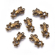 Metal Alloy Pendants, Cadmium Free & Lead Free, Frog, Antique Bronze, 22x10x2mm, Hole: 2mm(X-PALLOY-A15328-AB)
