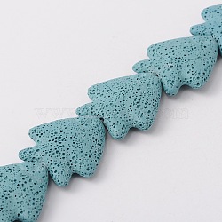 Natural Lava Rock Beads Strand, Dyed, Fish, Light Blue, 25x24x10mm, Hole: 1mm, about 18pcs/strand, 15.9 inch(G-D027A-9)