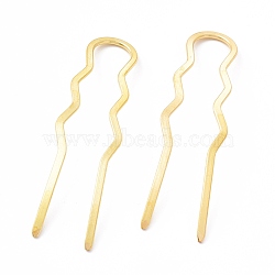 Rack Plating Brass Hair Forks, Twist U Shape Updo Hair Pins Clips, Hair Styling Accessories, Light Gold, 71x20x1mm(OHAR-C004-01LG)