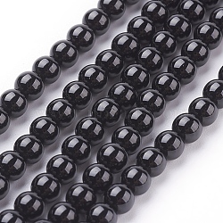 Natural Tourmaline Beads Strands, Round, Black, 4mm, Hole: 0.8mm, about 43~45pcs/strand, 7.8 inch(G-G099-4mm-11)