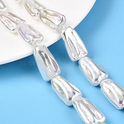 Transparent Spray Painted Glass Beads Strands, Trapezoid, Creamy White, 27x15x9.5mm, Hole: 1.4mm, about 15pcs/strand, 15.94 inch(40.5cm)(GLAA-N001-41)