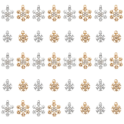 40Pcs 4 Style Alloy Pendants, with Crystal Rhinestone, Snowflake, Platinum & Light Gold, 16~22x13~17x3mm, Hole: 1.8~2mm, 10pcs/style(FIND-CA0006-76)