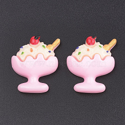 Resin Cabochons, Ice Cream, Pink, 29.5x24.5x8mm(CRES-S358-21D)