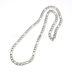 Fashionable Matte 304 Stainless Steel Figaro Chain Necklaces for Men, with Lobster Claw Clasps, Stainless Steel Color, 21.65 inch(55cm)x6mm(STAS-A028-N017MP)