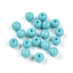 Opaque Solid Color Glass Beads, Round, Dark Turquoise, 4.5mm, Hole: 0.9~1mm(X1-GLAA-N007-4mm-A03)