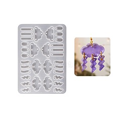 Silicone Pendant Molds, Resin Casting Molds, White, Mixed Shapes, 145x100x4.5mm, Hole: 2mm(DIY-S048-03B)