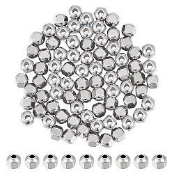 201 Stainless Steel Beads, Hexagon, Stainless Steel Color, 4x4.5x3.5mm, Hole: 1.5mm, 80pcs/box(STAS-UN0052-72)