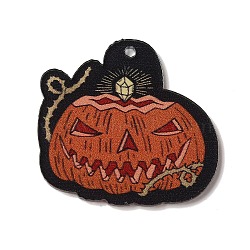 Halloween Printing Acrylic Pendants, Pumpkin, 37x38x2mm, Hole: 2mm(FIND-K017-01B)