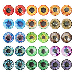 30Pcs 15 Colors Luminous Self Adhesive Glass Eyes Cabochons, Glow in the Dark, for Doll Making Accessories, Dome/Half Round, Mixed Color, 20x5mm, 2pcs/color(DIY-CA0006-27A)