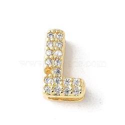 Brass Micro Pave Clear Cubic Zirconia Initial Multi-strand Links, Real 18K Gold Plated, Lead Free & Cadmium Free, Long-Lasting Plated, Rack Plating, Letter L, 10x5~9.5x4.5~5mm, Hole: 1.5~3.2x2~8mm(KK-S520-01G-12)