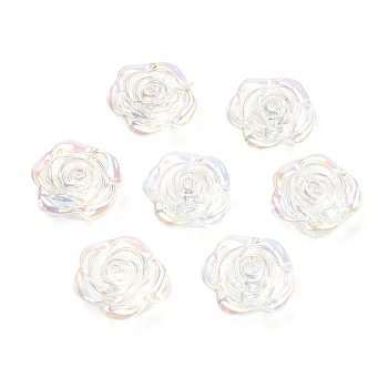 Transparent Acrylic Beads, AB Color, Flower, Clear AB, 18x19x8mm, Hole: 1.8mm