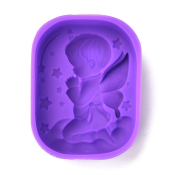 Cupid Angel Silicone Molds, Food Grade Molds, DIY Handmade Soap Making, Purple, 79x60x25.5mm, Inner Diameter: 76x57mm