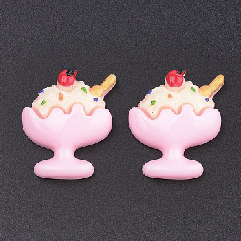 Resin Cabochons, Ice Cream, Pink, 29.5x24.5x8mm