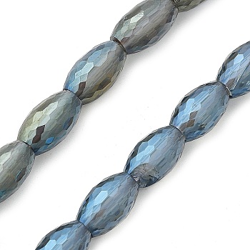 Electroplate Transparent Glass Beads Strands, Oval, Pearl Luster Plated, Faceted, Mixed Color, 10x6mm, Hole: 1.2mm, about 39pcs/strand, 15.94''(40.5cm)