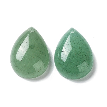 Natural Green Aventurine Pendants, Teadrop Charm, 22x16x7.5~8mm, Hole: 1~1.4mm
