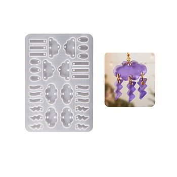 Silicone Pendant Molds, Resin Casting Molds, White, Mixed Shapes, 145x100x4.5mm, Hole: 2mm