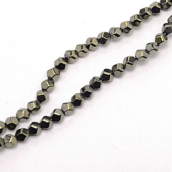 Non-magnetic Synthetic Hematite Beads Strands, Faceted, Round, Antique Bronze Plated, 4mm, Hole: 0.8mm, about 100pcs/strand, 16.85''(42.8cm)