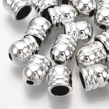 UV Plating ABS Plastic Cord Ends, End Caps, Platinum, 6.5x5.5mm, Hole: 1.6mm, Inner Diameter: 4mm