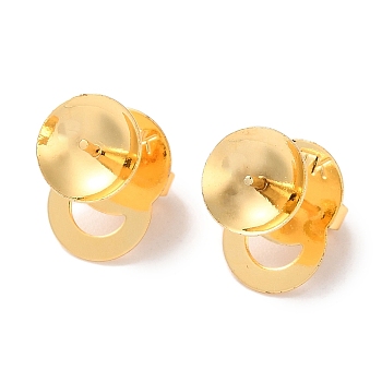 Rack Plating Brass Stud Earring Settings, Long-Lasting Plated, Lead Free & Cadmium Free, Golden, Tray: 8mm, 11.8x8mm, Hole: 1.8mm, Pin: 11x0.9mm