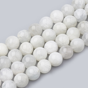 Natural Rainbow Moonstone Beads Strands, Round, 6~7mm, Hole: 1mm, about 60~67pcs/strand, 15.7 inch