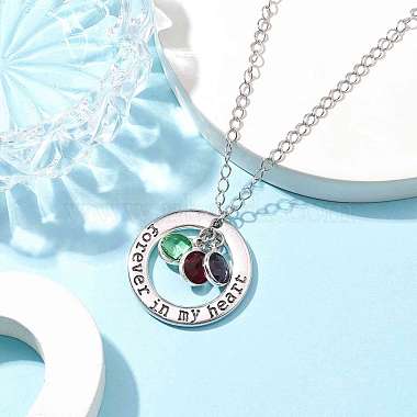 Glass and Alloy Round With Word Forever In My Heart Pendant Necklace(NJEW-JN04697-03)-3